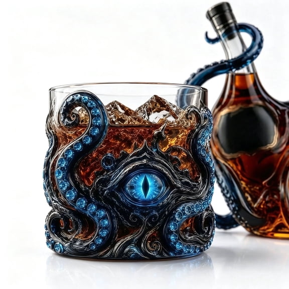 Luckky Square Wine Bottle Decanter Artistic Octopus 3D Deep Sea Tentacle Sculpture Borosilicate Glass Unique Home Decor Gift