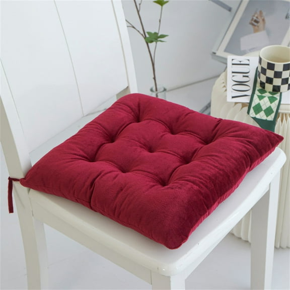 Luckky Square Seat Cushion Chair Pads for Kitchen Dining Chairs, Soft Comfort Crystal Velvet Chair Mat Pillow Cushions for Office Desk Living Room Tatami 15.5", Red