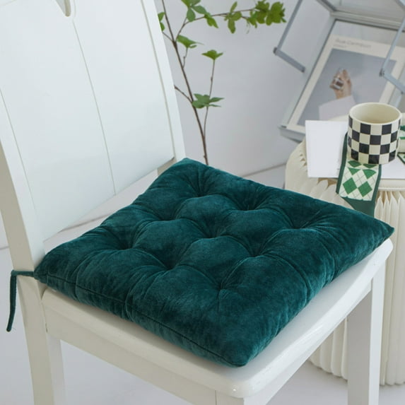 Luckky Square Seat Cushion Chair Pads for Kitchen Dining Chairs, Soft Comfort Crystal Velvet Chair Mat Pillow Cushions for Office Desk Living Room Tatami 15.5", Green