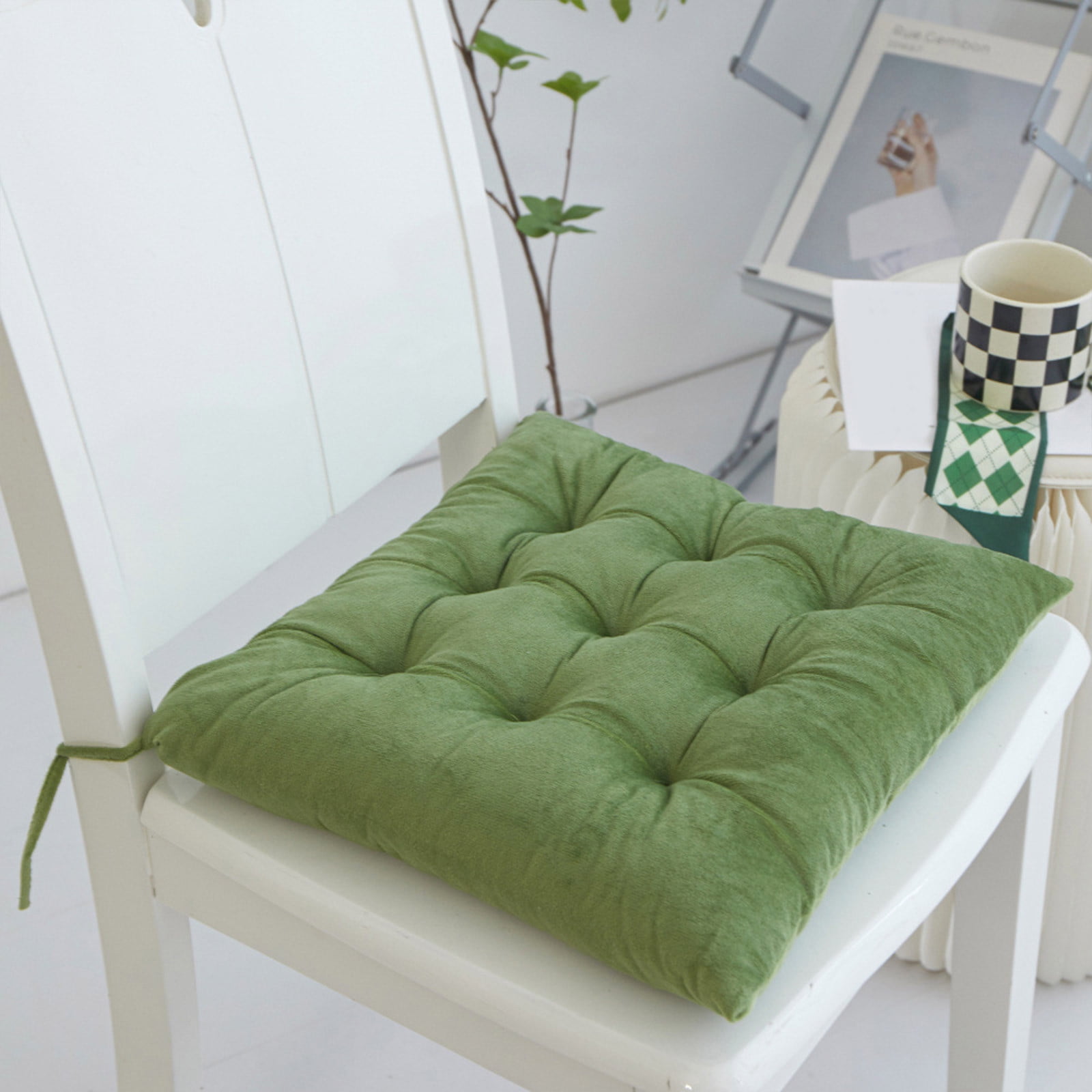Luckky Square Seat Cushion Chair Pads for Kitchen Dining Chairs, Soft Comfort Crystal Velvet Chair Mat Pillow Cushions for Office Desk Living Room Tatami 15.5", Army Green - Walmart.com