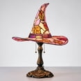thumbnail image 1 of Luckky Stained Glass Witch Hat Lamp Style Resin Night Light,USB Powered Gothic Wizard Hat Table Lamp with ghost Details,Spooky Decorative Lighting for Table, 1 of 6