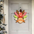 thumbnail image 1 of Luckky Thanksgiving Turkey Wooden Door Sign, Turkey Hanging Door Decor Fall Welcome Sign for Autumn Harvest Indoor Outdoor Home Porch Wall Decor, Multicolored (B), 1 of 8
