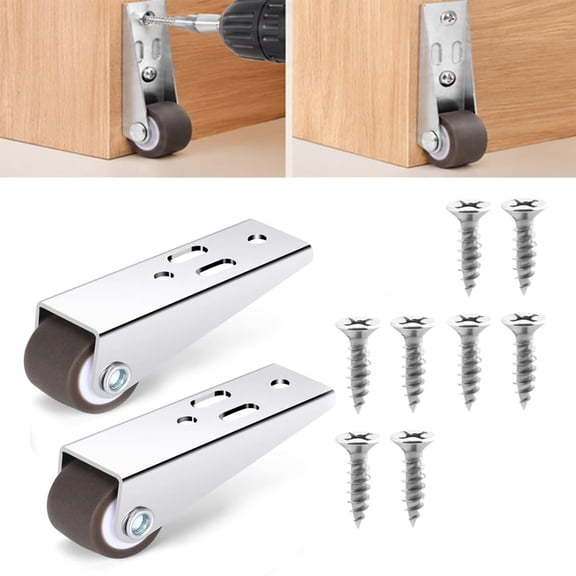Luckky Vertical Track Roller Wheels,Heavy Duty Load Bearing Anti-Sag Sliding Door Bottom Rollers,Replacement Sliding Door Bottom Guide Rollers for Wardrobe,Closet & Barn Doors（2 * pulley+8 * screw）