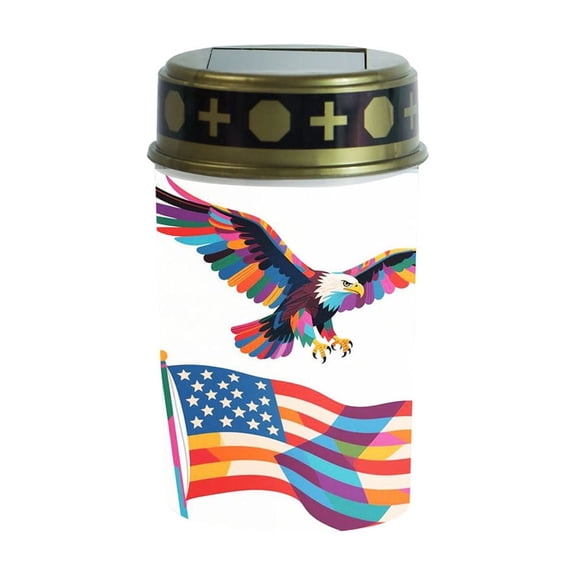 Luckky Waterproof Solar Grave Lights with Eagle Flag Design,Solar Powered Flameless LED Candle Lamp,Auto On Off Memorial Decor for Cemetery Yard Grave Site