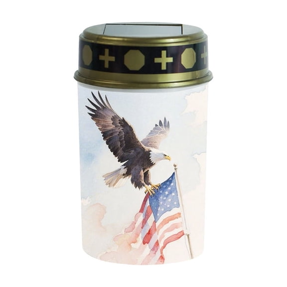 Luckky Waterproof Solar Grave Lights with Eagle Flag Design,Solar Powered Flameless LED Candle Lamp,Auto On Off Memorial Decor for Cemetery Yard Grave Site