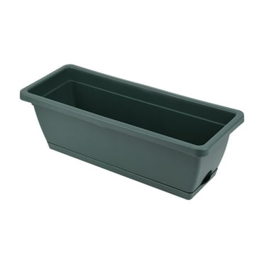 Luckky Window Box Planter, Plastic Vegetable Flower Planters Boxes 15 Inches Rectangular Flower Pots with Saucers for Indoor Outdoor Garden, Patio, Home Decor