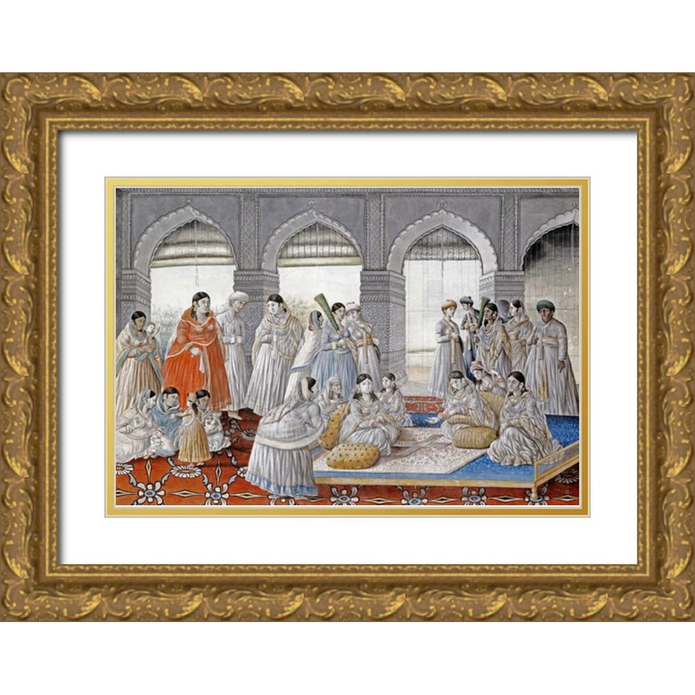 Lucknow School 32x23 Gold Ornate Wood Framed with Double Matting Museum