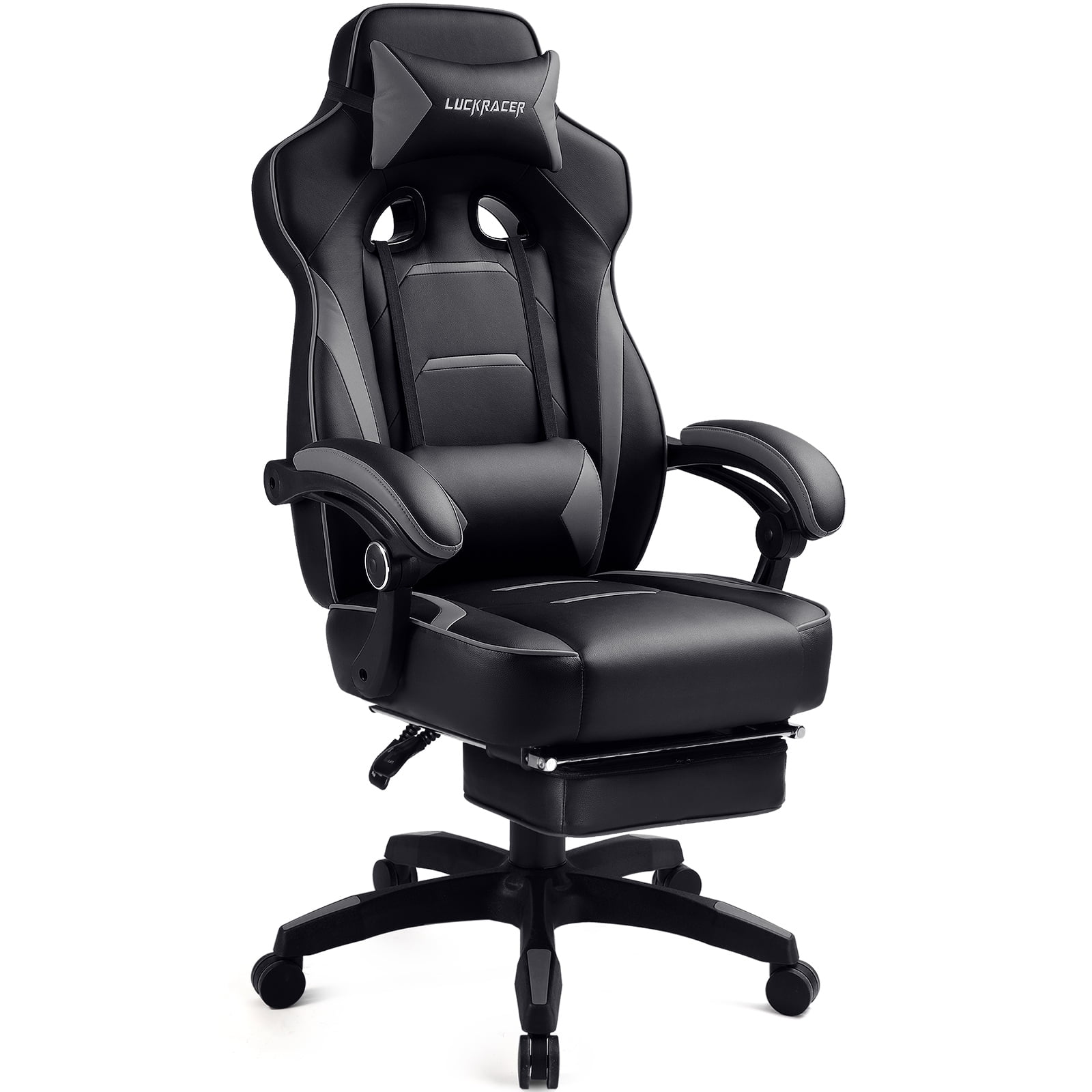 GTRACING Fabric Adjustable Height Reclining Gaming Office Chair with Footrest Dark Gray Walmart