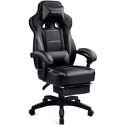 Luckracer Gaming Chair in Home with Footrest PU Office PC Chair, Gray