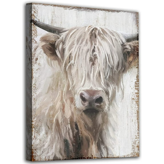 Lucksign Abstract White Cow 12 x 16 Framed Canvas Art Prints