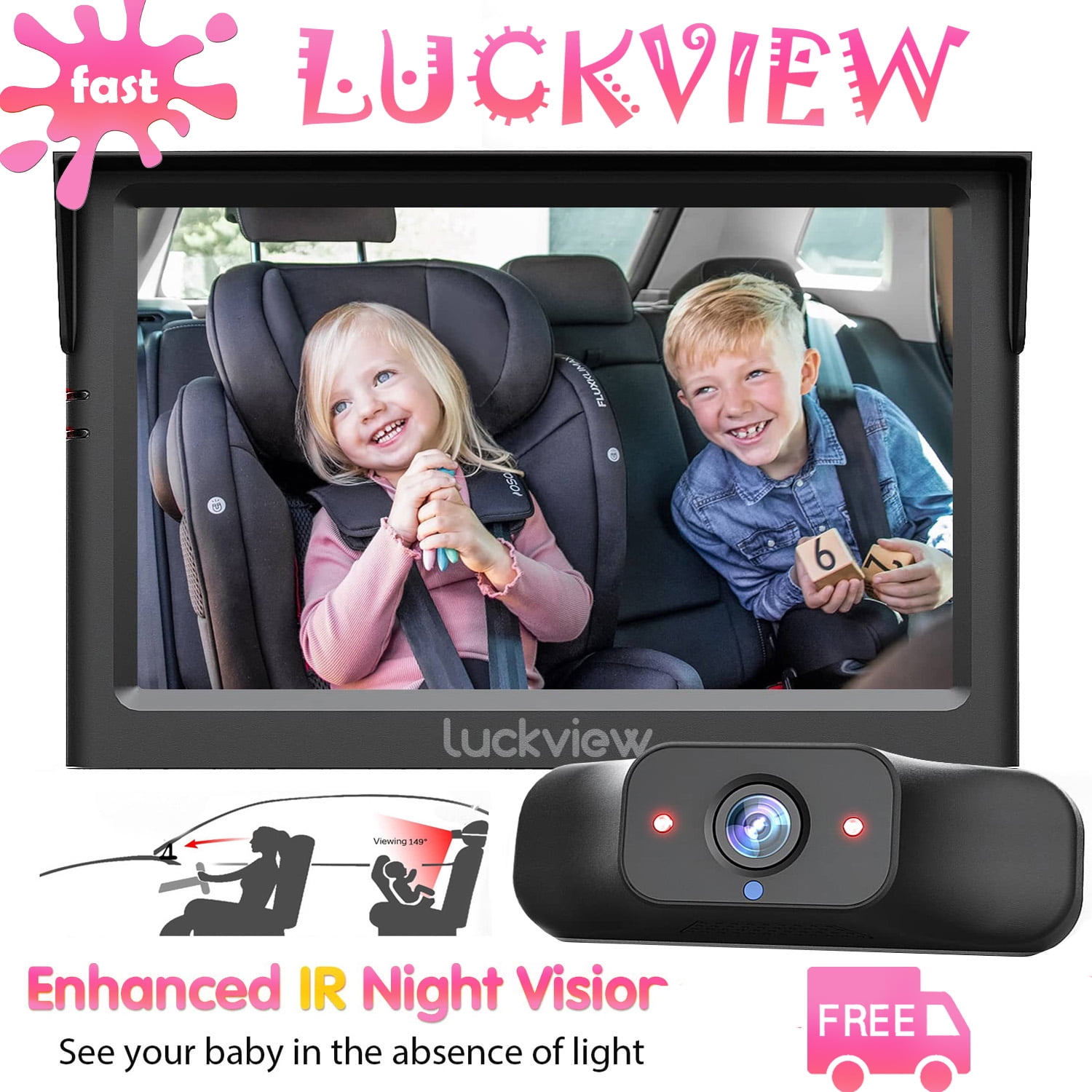 Luckview Baby Car Mirror Monitor Car Back Seat Baby Camera Monitor
