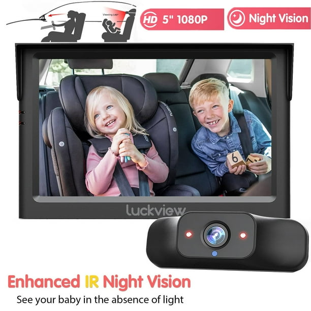 Luckview Car Back Seat Baby Camera, Baby Car Camera Monitor HD Night Vision, Rear Facing Mirror