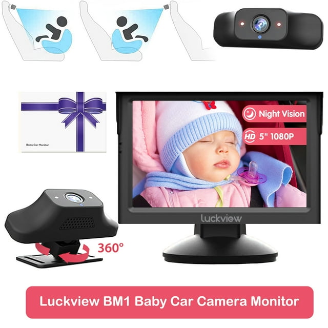 Free Shipping! Luckview Car Back Seat Baby Camera Baby Car Camera Monitor HD Night Vision, Rear