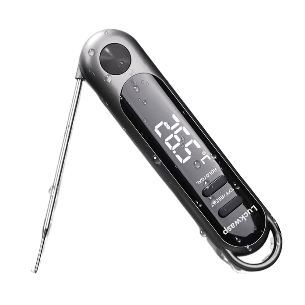 Luckwasp Meat thermometers, Cooking Thermometer with Large Auto-Rotating LCD Display, Waterproof Food Thermometer Digital for Kitchen, BBQ, or Grill