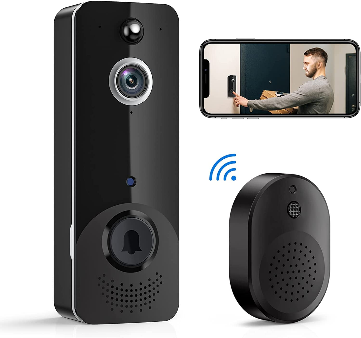 Luckwolf Wireless Doorbell Camera with Chime, Video Doorbell Security  Camera with Batteries for Home 