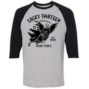 Lucky 13 Men's Good Time Reaper Raglan T-Shirt Heather Grey S