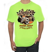 Lucky 13 Speed Shop Used But Not Used Up Cars and Trucks Men's Graphic T-Shirt, Safety Green, Medium