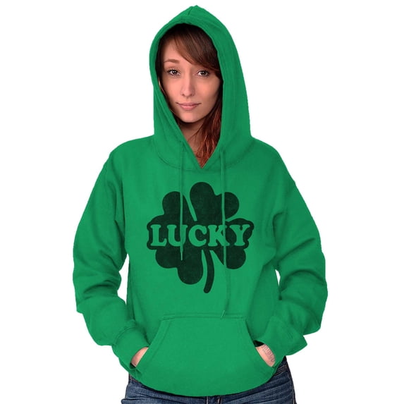 Lucky 4 Leaf Clover St Patrick's Day Hoodie Sweatshirt Women Men Brisco Brands L