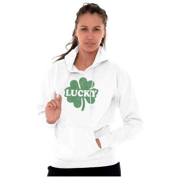 Lucky 4 Leaf Clover St Patrick's Day Hoodie Sweatshirt Women Men Brisco Brands L