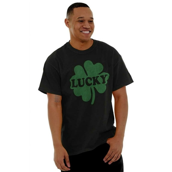 Lucky 4 Leaf Clover St Patrick's Day Men's Graphic T Shirt Tees Brisco Brands M