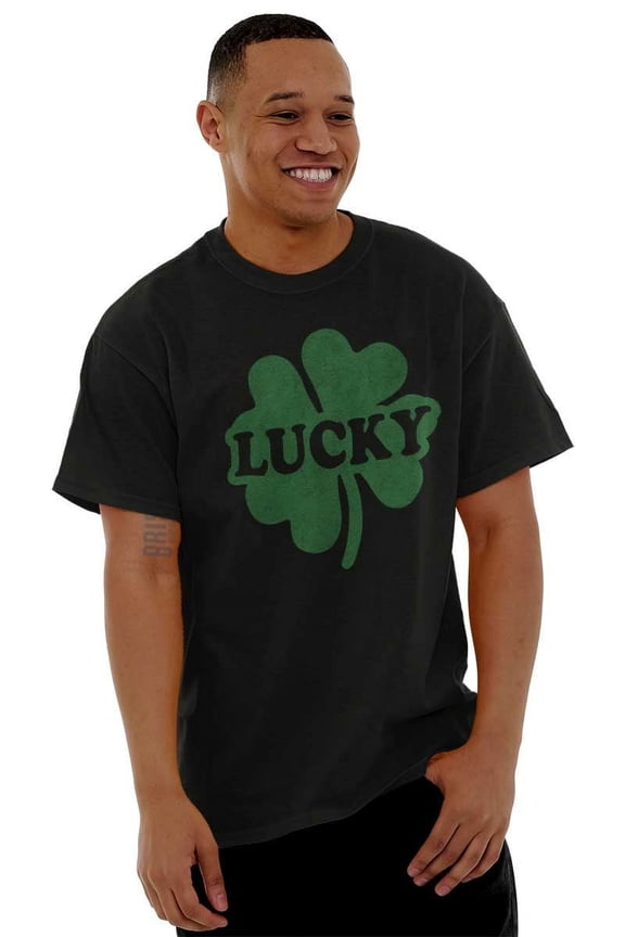 Lucky 4 Leaf Clover St Patrick's Day Men's Graphic T Shirt Tees Brisco Brands M