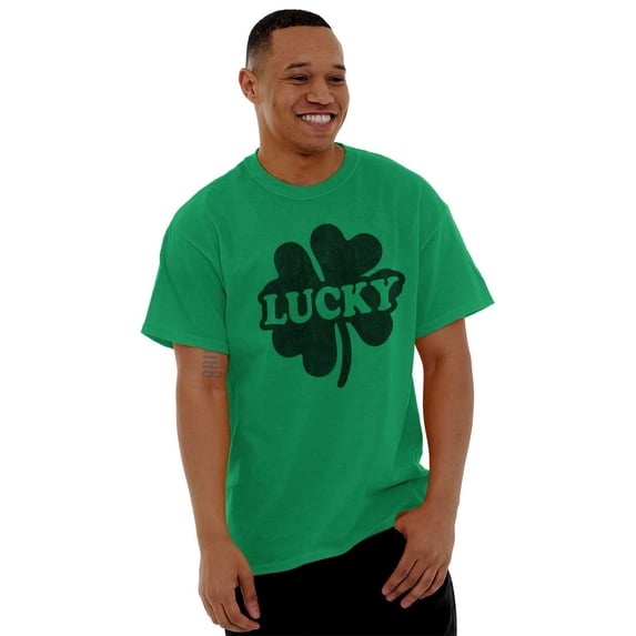 Lucky 4 Leaf Clover St Patrick's Day Plus Size Crewneck Graphic Tee Shirt Brisco Brands 3X