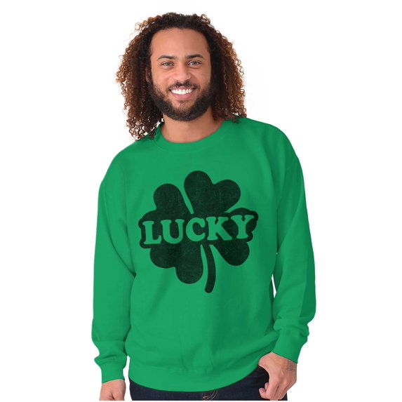 Lucky 4 Leaf Clover St Patrick's Day Unisex Plus Fleece Graphic Sweatshirt Brisco Brands 3X