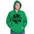 thumbnail image 1 of Lucky 4 Leaf Clover St Patrick's Day Zip Up Hoodie Men's Women's Brisco Brands M, 1 of 6