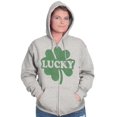 thumbnail image 1 of Lucky 4 Leaf Clover St Patrick's Day Zip Up Hoodie Men's Women's Brisco Brands X, 1 of 6