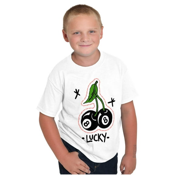 Lucky 8 Ball Cherries Billiards Crewneck T Shirts Boy Girl Teen Brisco Brands L