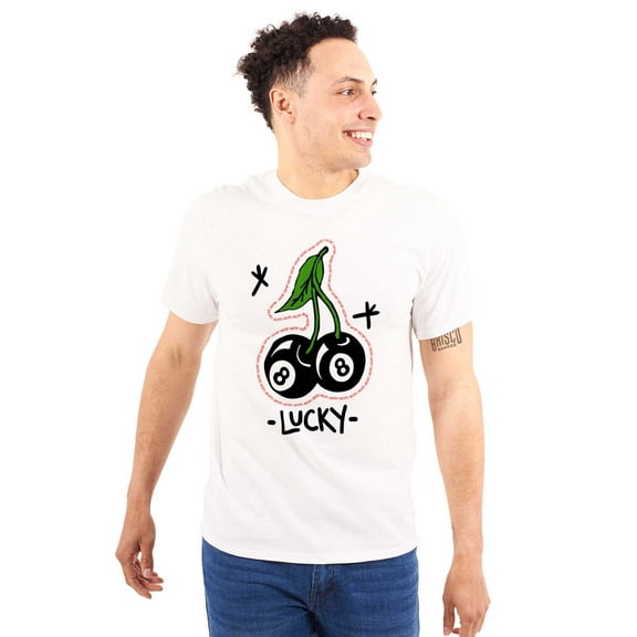 Lucky 8 Ball Cherries Billiards Plus Size Crewneck Graphic Tee Shirt Brisco Brands 3X