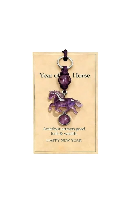 Lucky Amethyst Crystal Pony Keychain Purse Charms Keyholder