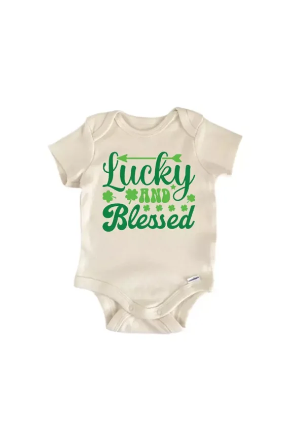 Lucky And Blessed St. Patrick'S Day Baby Boy Girl Clothes Bodysuit Cute Newborn Cute Baby Onesie, BABY BODYSUIT LAT 4424
