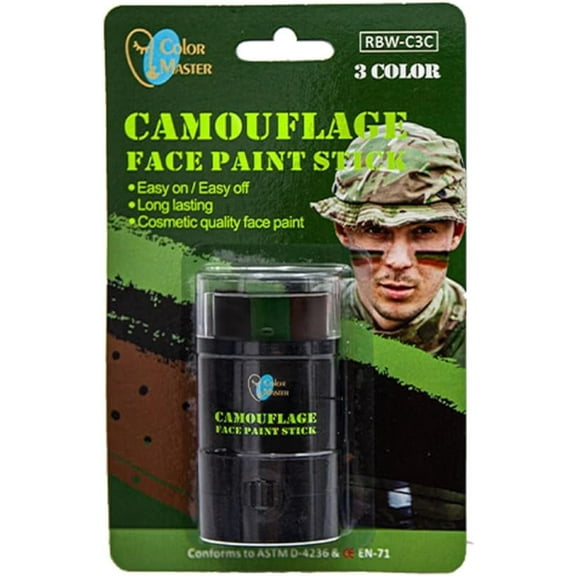 Lucky Art Crayonology 1-Piece Camo Face Paint Stick, Green