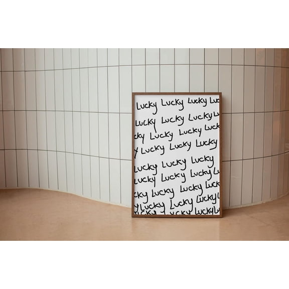 How Lucky Are We Art Poster, Black And White Hand Written Wall Art, Positive Affirmation Decor, Bedroom Art Dorm Decor Hand Drawn Home Art, Unframed Canvas Size 24x36 F03.1.15l541