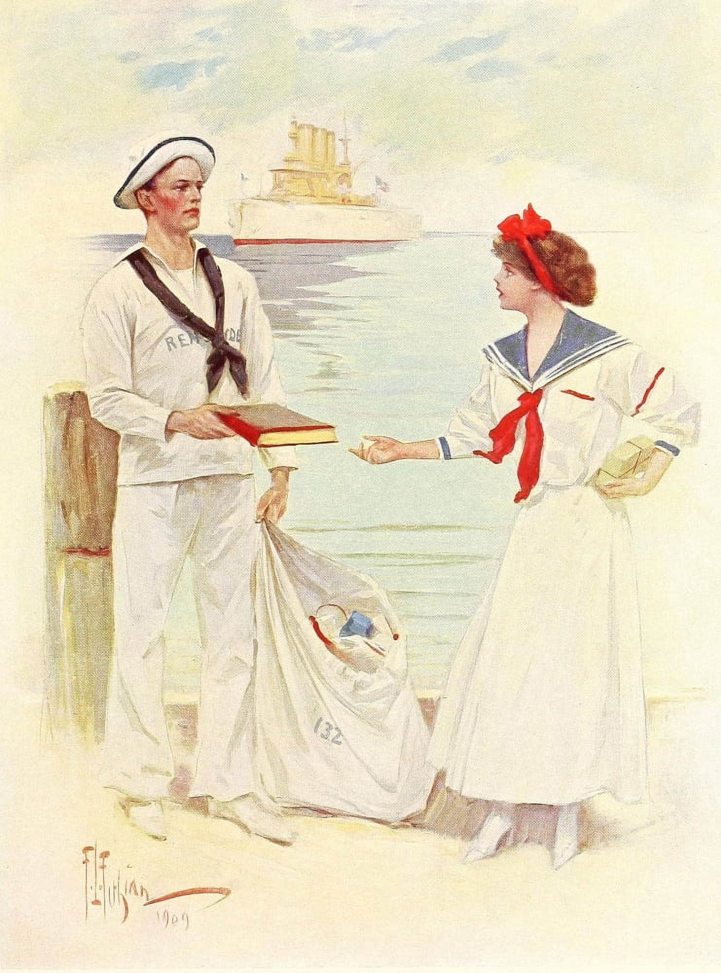 Lucky Bag 1910 Sailors return Canvas Art - Unknown (18 x 24)