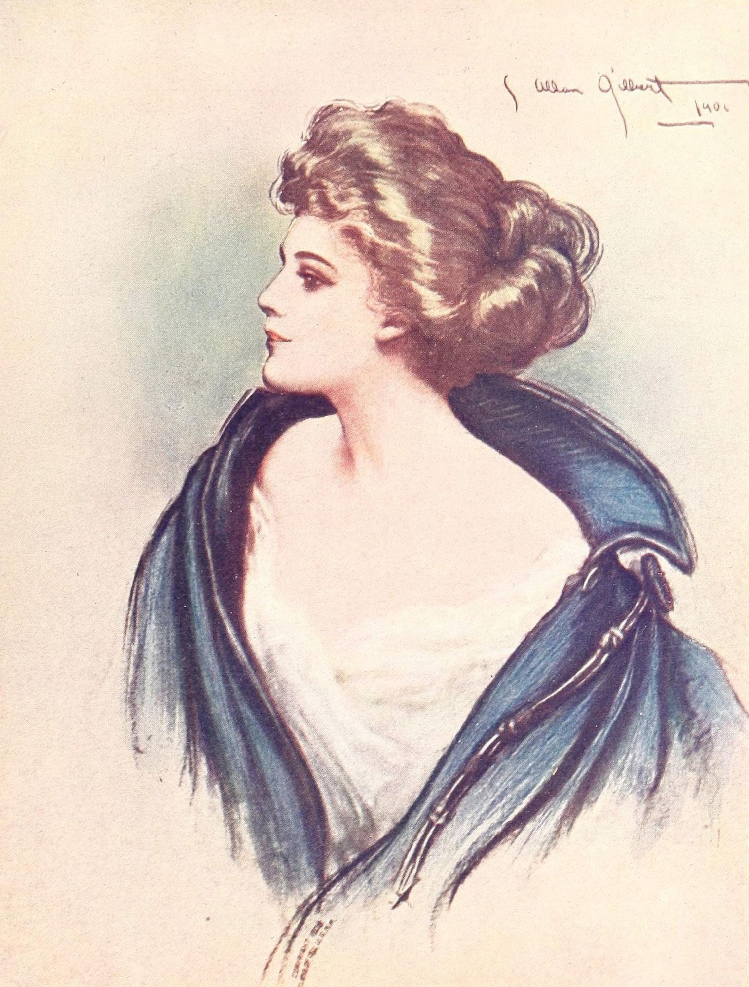 Lucky Bag 1911 Woman in blue Canvas Art - C Allan Gilbert (18 x 24)