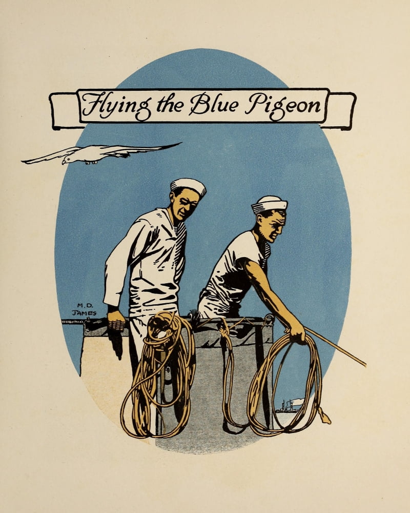 Lucky Bag 1919 Flying the Blue Pigeon Canvas Art - MD James (24 x 36)