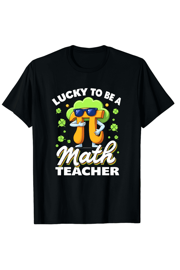 Lucky Be Math Teacher Saint Patricks Pi Day Funny Men Women Short Sleeve Graphic T-Shirt
