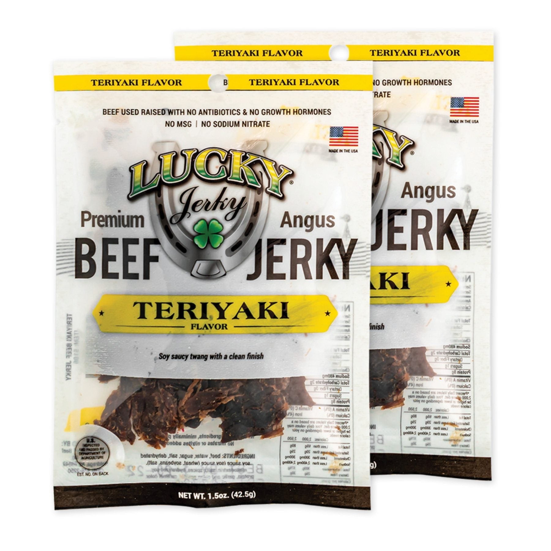 Lucky Beef Jerky Teriyaki Flavor, High Protein, 8-Pack, 1.5 oz