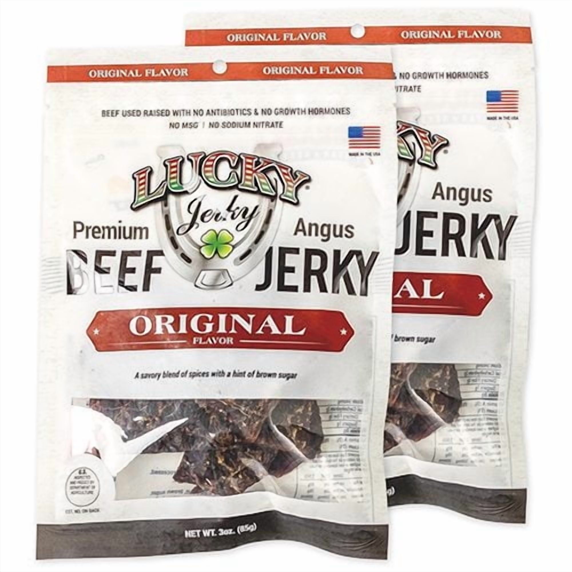 Lucky Beef Jerky 3oz Original Slab - Premium Protein Snack -  12 Pack
