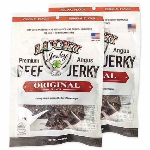 Lucky Beef Jerky 3oz Original Slab - Premium Protein Snack - 12 Pack