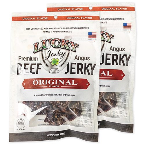 Lucky Beef Jerky 3oz Original Slab - Premium Protein Snack - 4 Pack