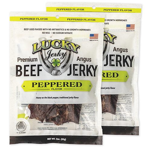 Lucky Beef Jerky 3oz Peppered Slab - 12 Pack - High Protein Snack