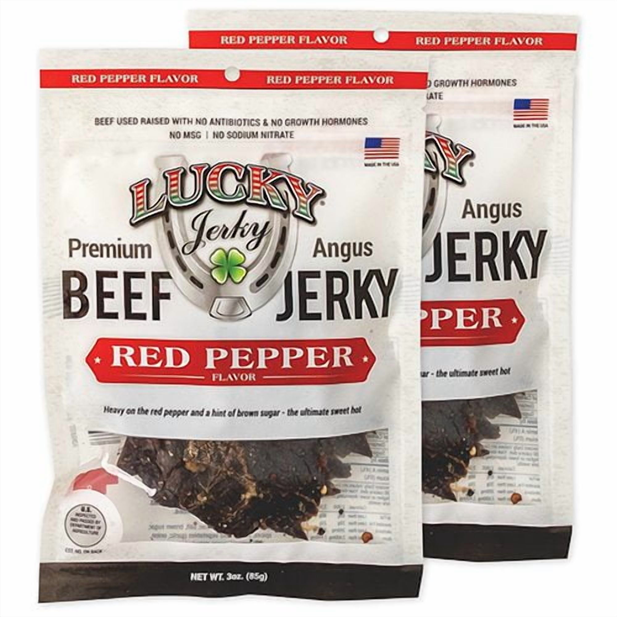 Lucky Beef Jerky 3oz Red Pepper Slab Jerky - High Protein Snack - 12 Pack