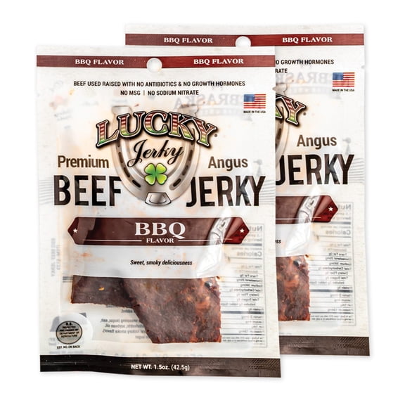 Lucky Beef Jerky BBQ Slab 1.5oz - 24 Pack High Protein Snack