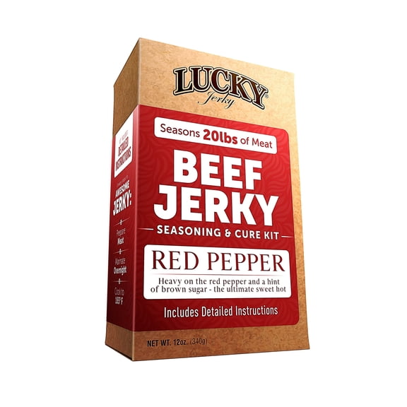 Lucky Beef Jerky DIY Seasoning Kit - Red Pepper Flavor - Seasons Up to 20 lbs of Meat