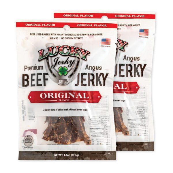 Lucky Beef Jerky Original 1.5oz Slab Jerky - 24 Pack - High Protein Snacks, Bulk Healthy On-the-Go Snacks