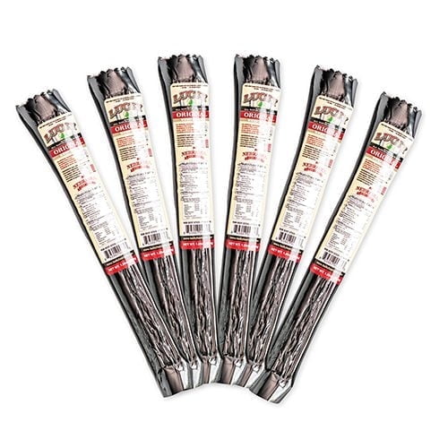 Lucky Beef Jerky Original Beef Sticks, 24 Pack - High Protein Snack, 1.25 oz