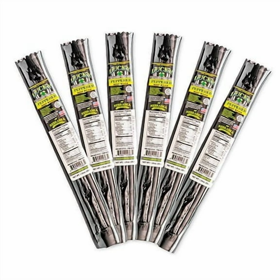 Lucky Beef Jerky Sticks, Peppered, 24 Pack - 1.25 oz, High Protein, No Antibiotics